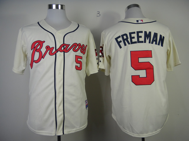 Men Atlanta Braves #5 Freeman Cream MLB Jerseys->atlanta braves->MLB Jersey